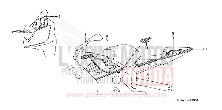 RAYURE (8) de CBR600F VR Special PEARL FLASH YELLOW (Y163) de 2001